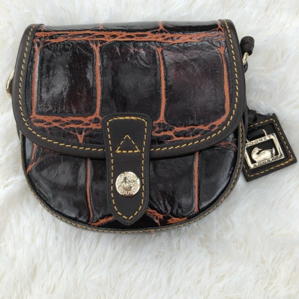 Vintage Dooney & Bourke Croco Embossed Leather Mini Crossbody